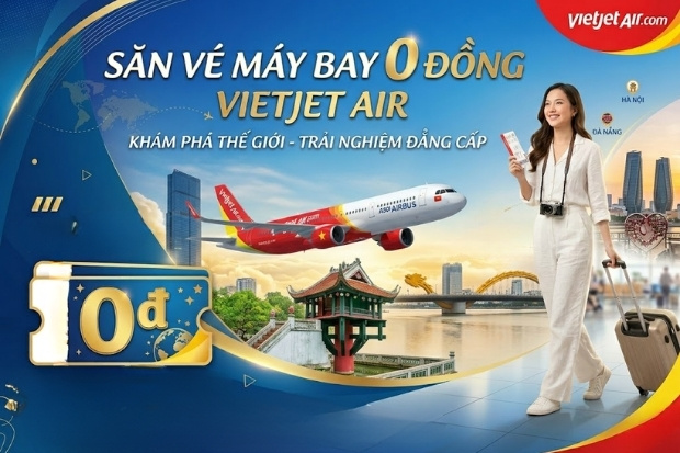 Săn v&eacute; m&aacute;y bay 0 đồng c&ugrave;ng Vietjet Air