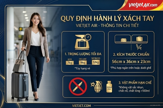 Cần lưu &yacute; về h&agrave;nh l&yacute; x&aacute;ch tay khi mua v&eacute; m&aacute;y bay Vietjet Air S&agrave;i G&ograve;n đi Pleiku