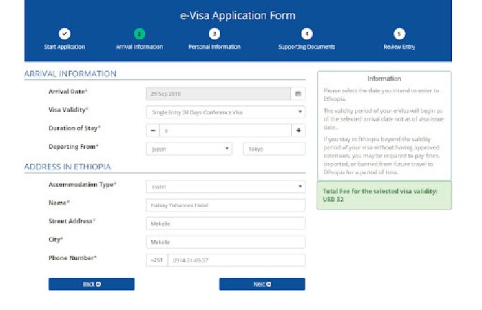 thủ tục đăng ký xin e-visa Ethiopia