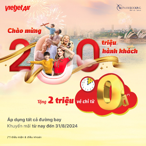Vietjet Air khuyến mãi vé 0Đ