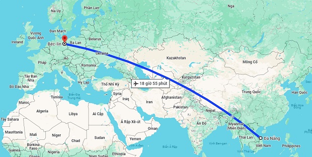 Thời gian bay từ Đ&agrave; Nẵng đi Berlin