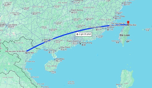 Thời gian bay từ Hà Nội đến Đài Bắc