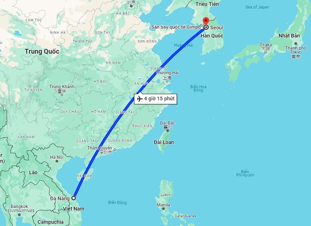 Thời gian bay từ Đà Nẵng đến Seoul
