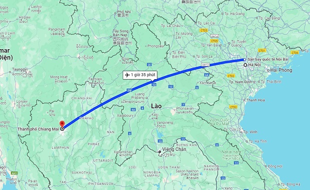 Thời gian bay từ Hà Nội đến Chiang Mai
