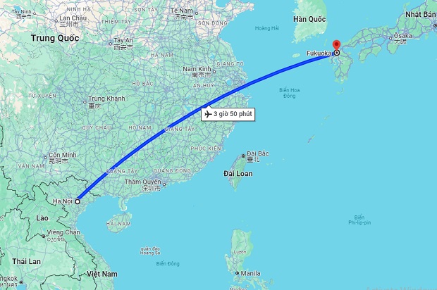 Thời gian bay từ Hà Nội đến Fukuoka