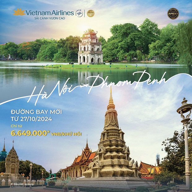 vé máy bay Hà Nội Phnom Penh Vietnam Airlines