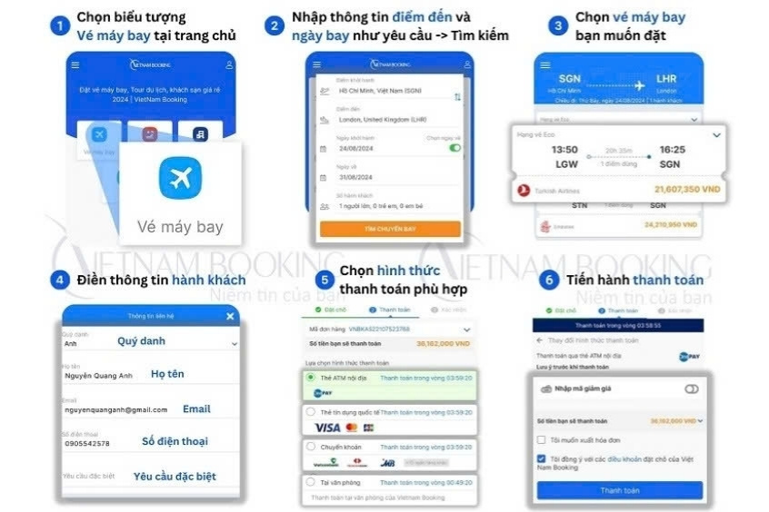 Quy tr&igrave;nh đặt v&eacute; m&aacute;y bay đi Huế tại Vietnam Booking