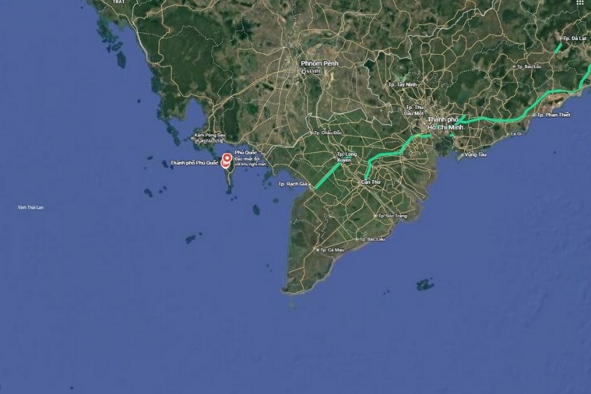 Vị tr&iacute; của Ph&uacute; Quốc khi nh&igrave;n từ Google Map