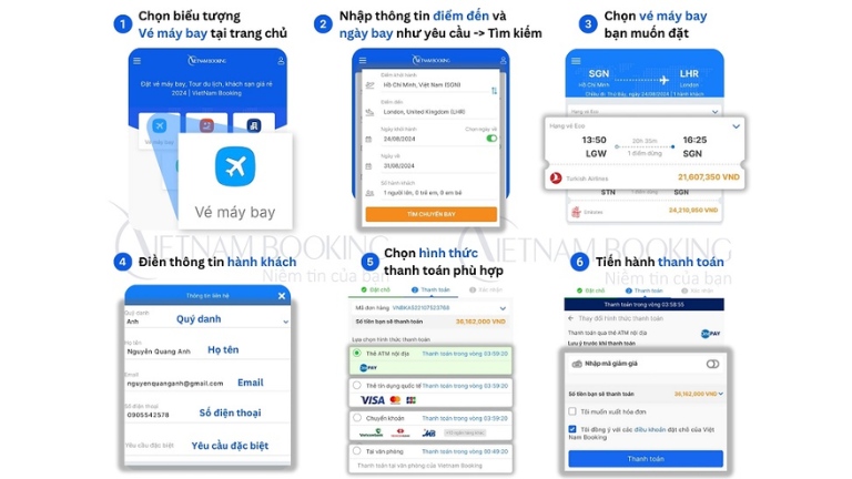 Giao diện đặt v&eacute; tr&ecirc;n Vietnam Booking