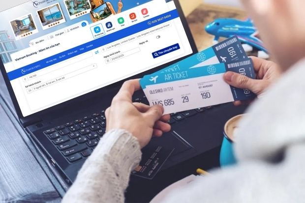 Giao diện đặt v&eacute; online của VietNam Booking với khuyến m&atilde;i hấp dẫn