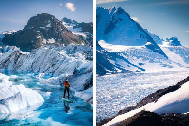 S&ocirc;ng băng Knik giữa d&atilde;y n&uacute;i Chugach, Alaska