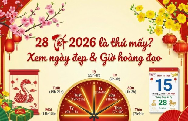 28 Tết là thứ mấy? Xem ngày đẹp & Giờ hoàng đạo Tết 2026