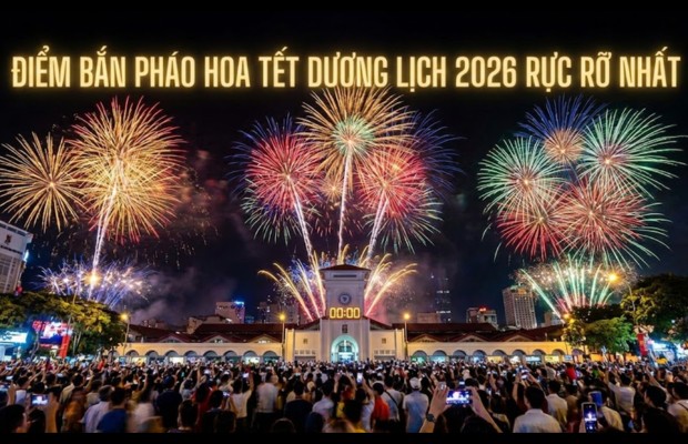 Điểm bắn pháo hoa Tết Dương lịch 2026 rực rỡ nhất