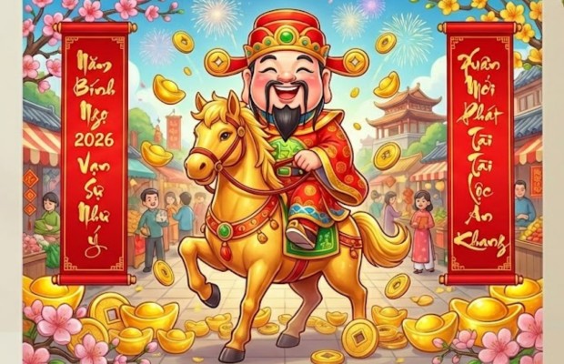 H&igrave;nh nền Thần T&agrave;i v&agrave; c&acirc;u đối đỏ