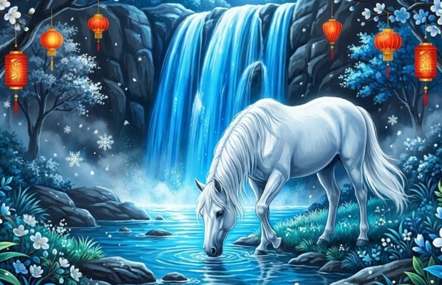 Ngựa bạch phi tr&ecirc;n s&oacute;ng nước