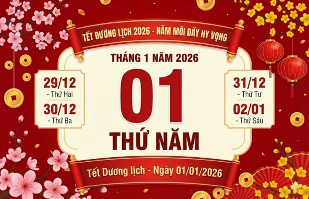 Tết Dương lịch 2026 l&agrave; thứ mấy