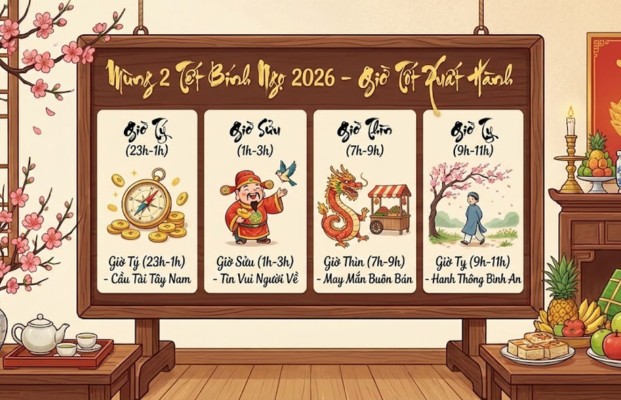 Giờ tốt xuất h&agrave;nh m&ugrave;ng 2 Tết 2026