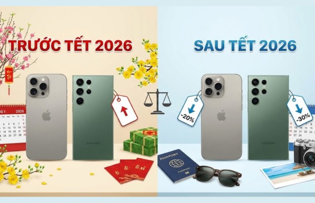 so s&aacute;nh 2 chiếc điện thoại đặt cạnh nhau, một b&ecirc;n c&oacute; phong bao l&igrave; x&igrave; &ndash; một b&ecirc;n c&oacute; bảng giảm gi&aacute;