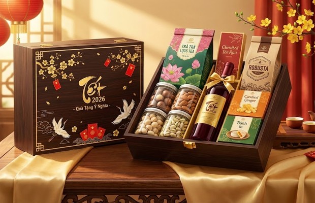 hộp qua tết sang trọng