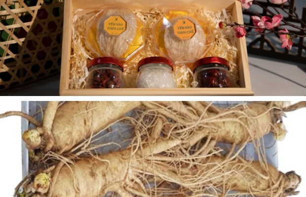 Qu&agrave; tết sức khỏe nh&acirc;n s&acirc;m, yến s&agrave;o, đ&ocirc;ng tr&ugrave;ng hạ thảo