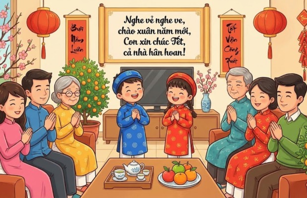 V&egrave; ch&uacute;c Tết họ h&agrave;ng dễ thương