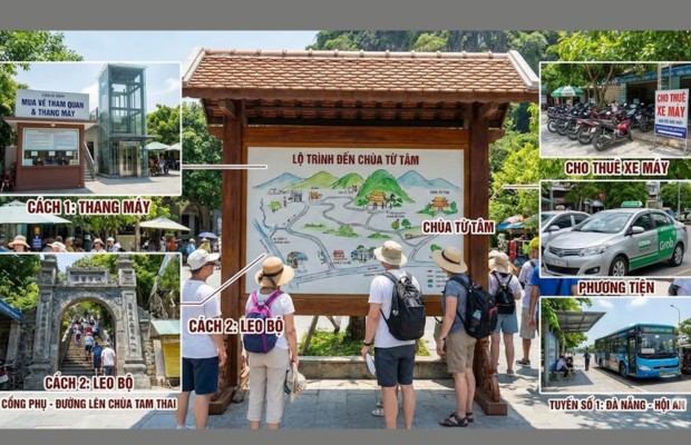 Lộ tr&igrave;nh di chuyển chi tiết đến ch&ugrave;a