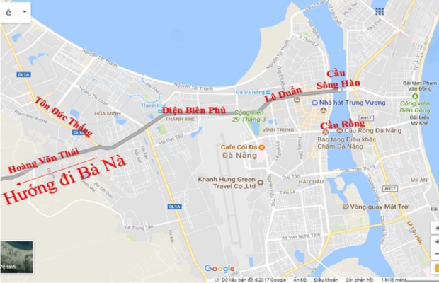 Vị trí bà nà và c&ocirc;ng vi&ecirc;n ch&acirc;u á tr&ecirc;n bản đ&ocirc;̀