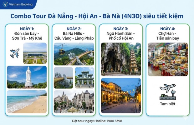 Gợi &yacute; lịch tr&igrave;nh tour Đ&agrave; Nẵng kết hợp cầu duy&ecirc;n c&ugrave;ng Vietnam Booking