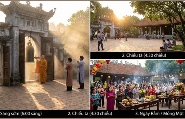 Thời gian mở cửa v&agrave; khung giờ l&yacute; tưởng để tham quan tại ch&ugrave;a