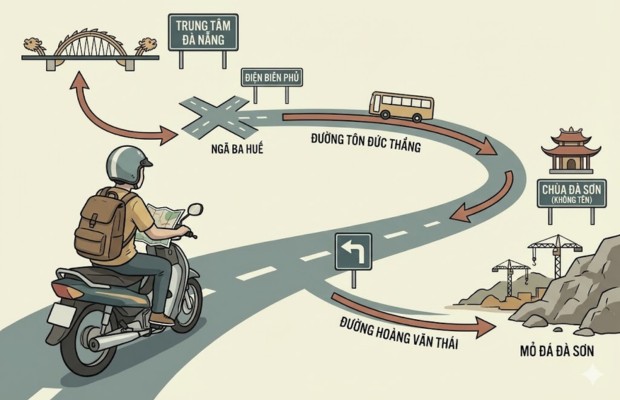 Hướng dẫn đường l&ecirc;n ch&ugrave;a kh&ocirc;ng t&ecirc;n bằng xe m&aacute;y