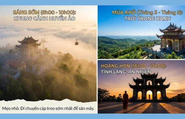 Cảnh sương sớm huyền ảo tại ch&ugrave;a Linh Ứng B&agrave; N&agrave; Hills