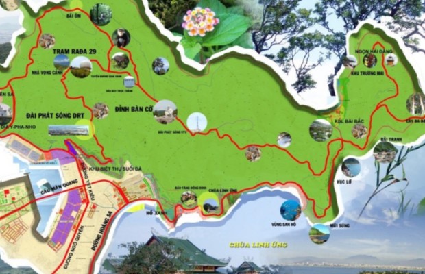 Bản đồ vị tr&iacute; Ch&ugrave;a Linh Ứng Sơn Tr&agrave; tr&ecirc;n b&aacute;n đảo Sơn Tr&agrave; Đ&agrave; Nẵng.