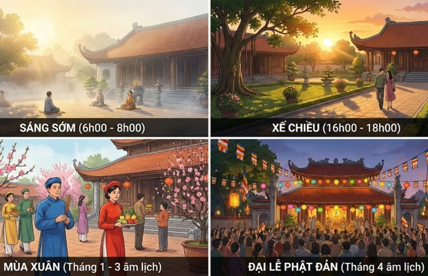 thời điểm l&yacute; tưởng để du kh&aacute;ch tham quan ch&ugrave;a phổ đ&agrave;