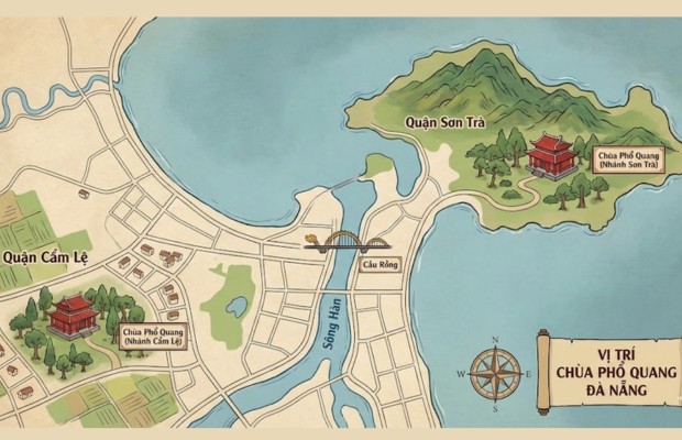 bản đồ của ch&ugrave;a phổ quang đ&agrave; nẵng