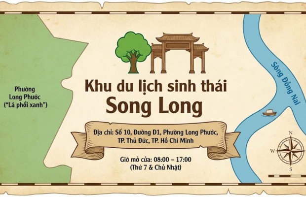 Bản đồ đường đi v&agrave; vị tr&iacute; khu du lịch Song Long tại phường Long Phước quận 9