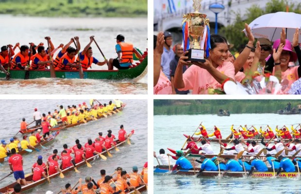 Đội đua thuyền truyền thống Đ&agrave; Nẵng ch&egrave;o mạnh mẽ