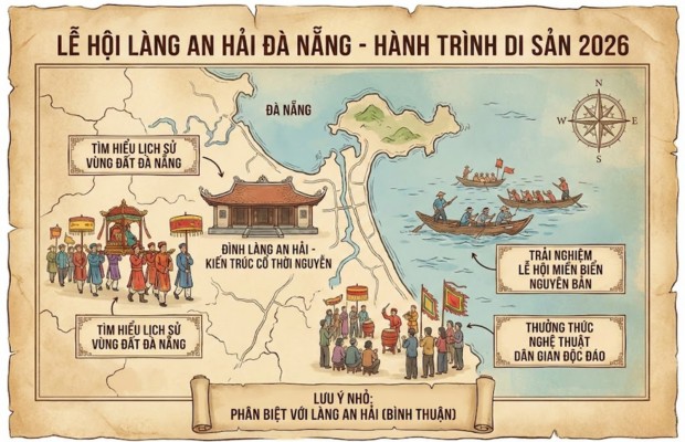 Kh&ocirc;ng kh&iacute; lễ hội d&acirc;n gian truyền thống tại l&agrave;ng biển miền Trung Việt Nam, với kiến tr&uacute;c cổ v&agrave; cộng đồng tham gia.