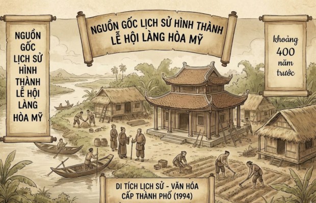 Nguồn gốc lịch sử h&igrave;nh th&agrave;nh lễ hội l&agrave;ng h&ograve;a mỹ