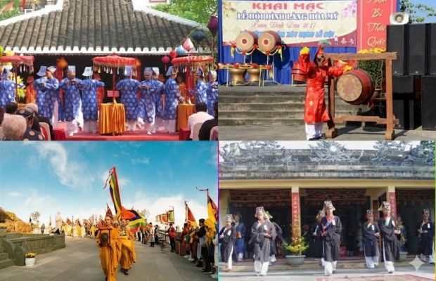 C&aacute;c vị b&ocirc; l&atilde;o thực hiện nghi thức d&acirc;ng hương v&agrave; đọc văn tế trang nghi&ecirc;m trong phần lễ hội l&agrave;ng H&ograve;a Mỹ