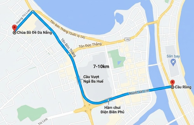 Lộ tr&igrave;nh phổ biến từ trung t&acirc;m th&agrave;nh phố Đ&agrave; Nẵng