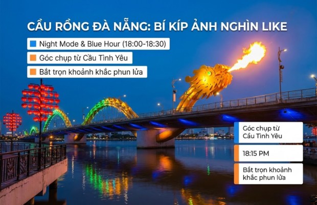 Cầu Rồng phun lửa đ&ecirc;m với phản chiếu ho&agrave;n hảo tr&ecirc;n s&ocirc;ng H&agrave;n.