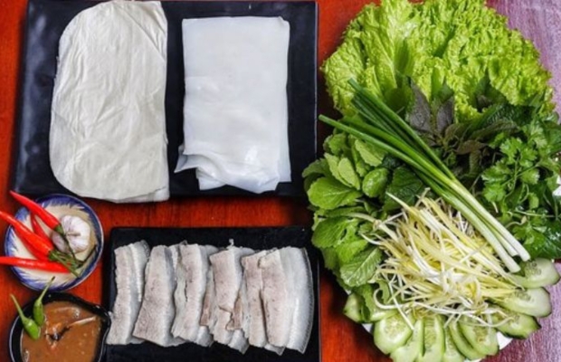 đặc sản bánh tráng cuốn thịt heo đà nẵng