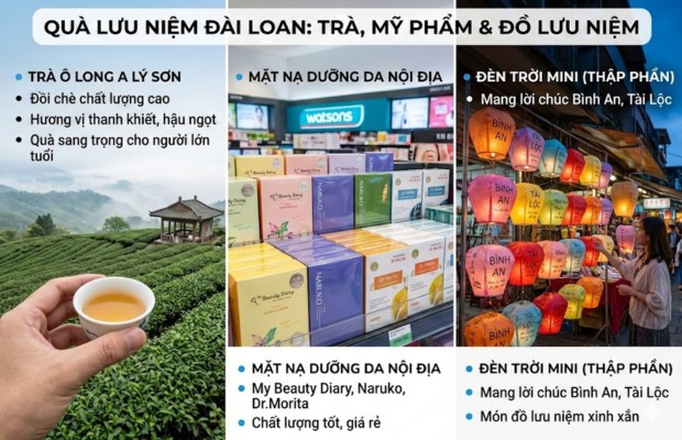 Tr&agrave;, Mỹ phẩm v&agrave; Đồ lưu niệm khi đi du lịch đ&agrave;i loan