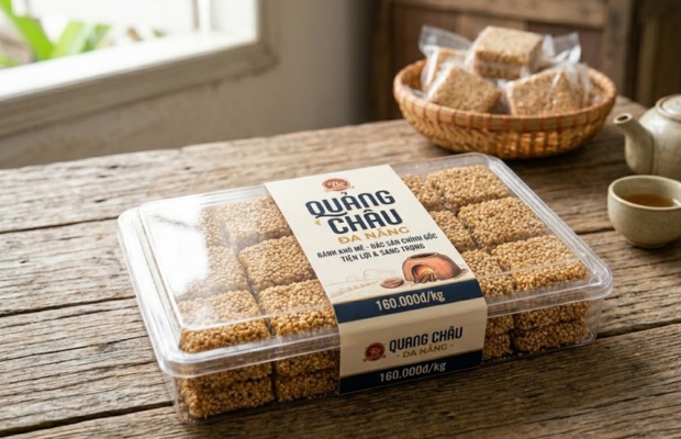 B&aacute;nh kh&ocirc; m&egrave; Quang Ch&acirc;u đ&oacute;ng g&oacute;i hiện đại, giữ gi&ograve;n l&acirc;u, tiện mang đi xa