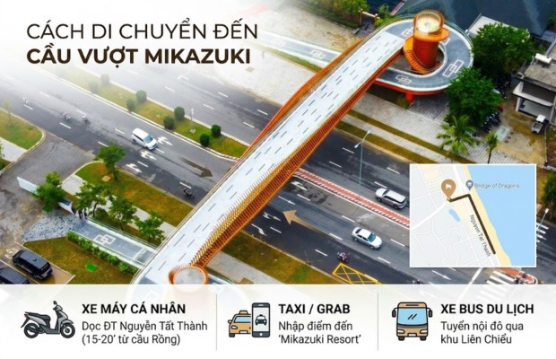 View biển Xu&acirc;n Thiều v&agrave; vịnh Đ&agrave; Nẵng tuyệt đẹp nh&igrave;n từ cầu vượt đi bộ Mikazuki