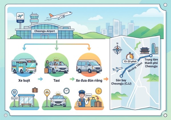 C&aacute;ch đi từ s&acirc;n bay về trung t&acirc;m th&agrave;nh phố Cheongju