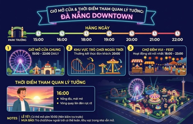 Giờ mở cửa Đ&agrave; Nẵng Downtown v&agrave; thời điểm tham quan l&yacute; tưởng
