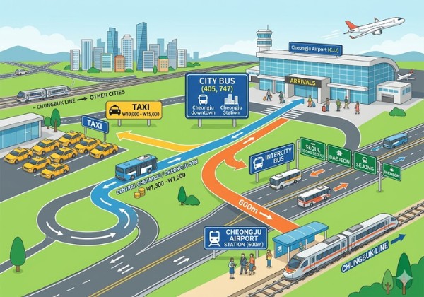 c&aacute;ch di chuyển từ s&acirc;n bay Cheongju về c&aacute;c khu vực l&acirc;n cận
