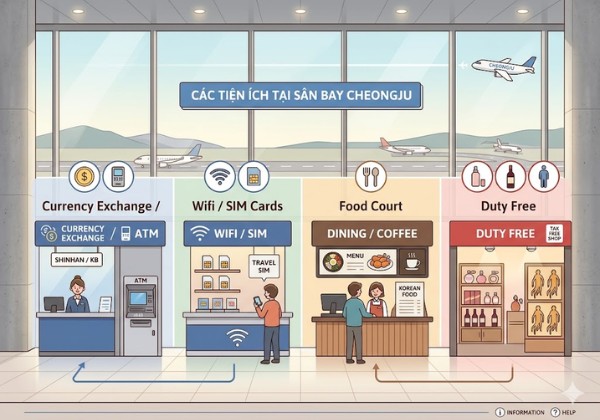 tiện &iacute;ch v&agrave; dịch vụ tại s&acirc;n bay quốc tế Cheongju