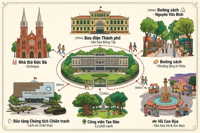 C&aacute;c địa điểm du lịch nổi tiếng gần Dinh Độc Lập n&ecirc;n gh&eacute; thăm
